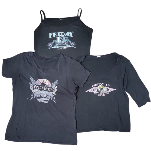 Friday 13th Port Dover Women's T-shirts/Tank Black Size M 2008 and 2017 Lot of 3 - Picture 1 of 11